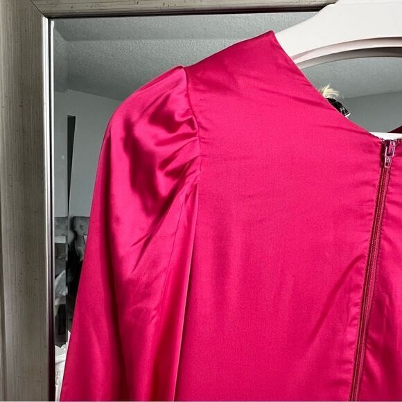 ORIANAâRIVERAâMaxi DressâInâAsymmetricâRuffledâSilk-satinâFuchsiaâColorâSizeâM. - Picture 8 of 12